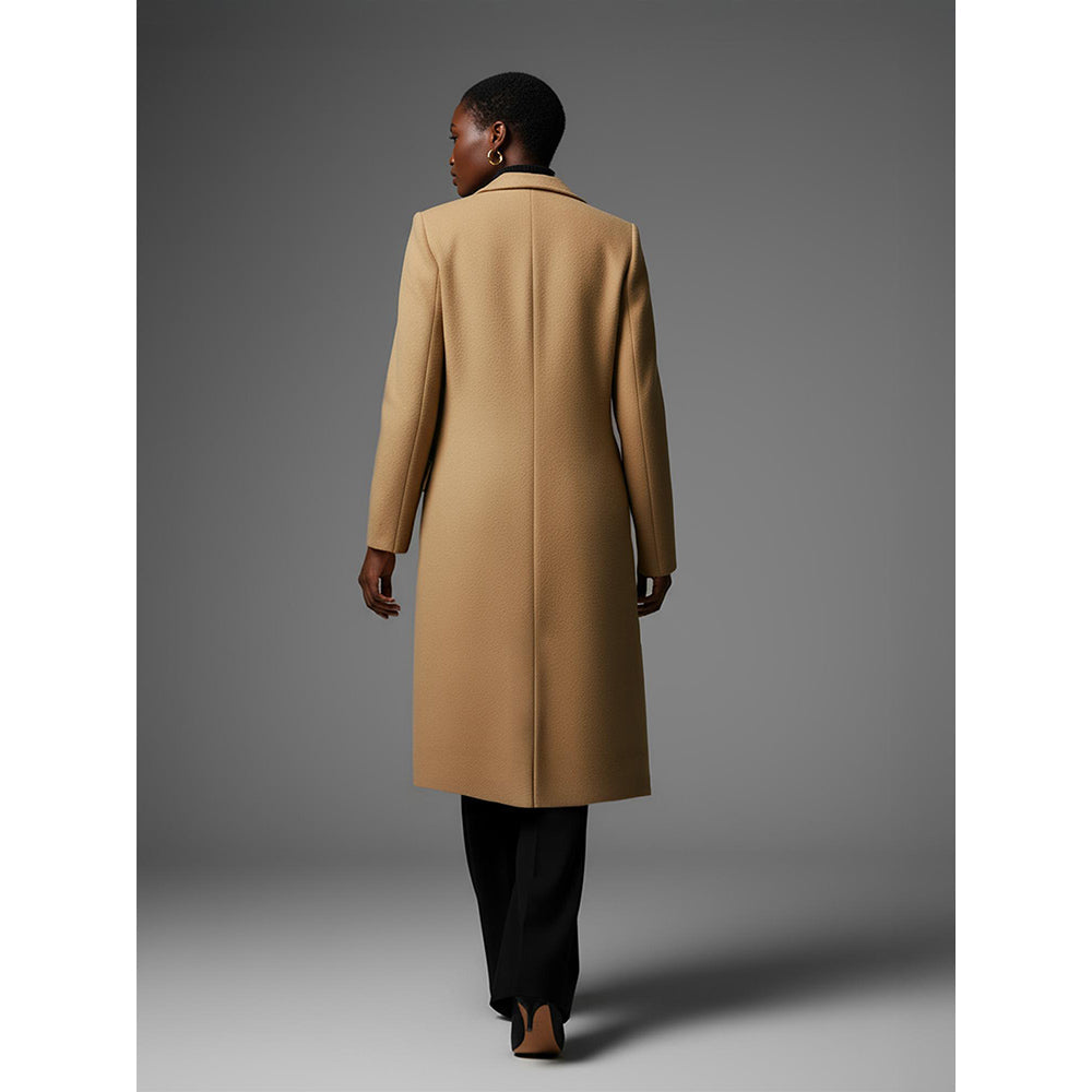 ROSA DAME Camel Wool Power Silhouette Longline Coat