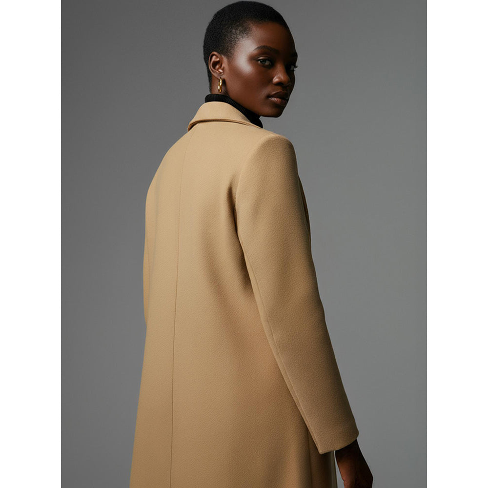 ROSA DAME Camel Wool Power Silhouette Longline Coat
