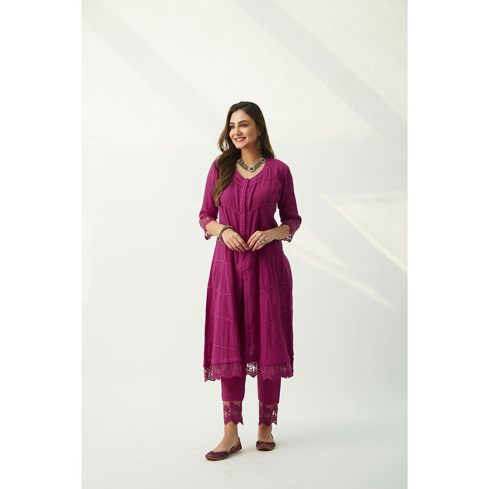 Roze Mahjabeen Magenta Pants