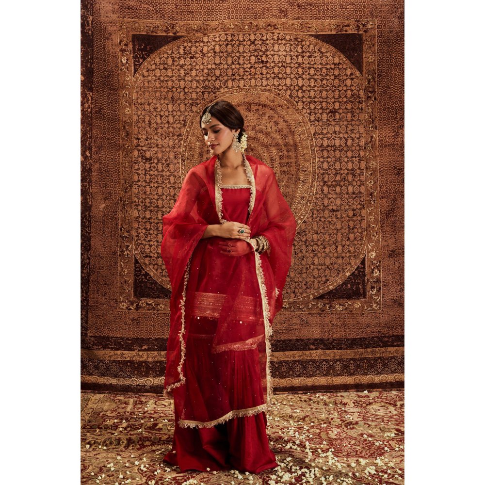 Roze Sultana Embellished Red Dupatta