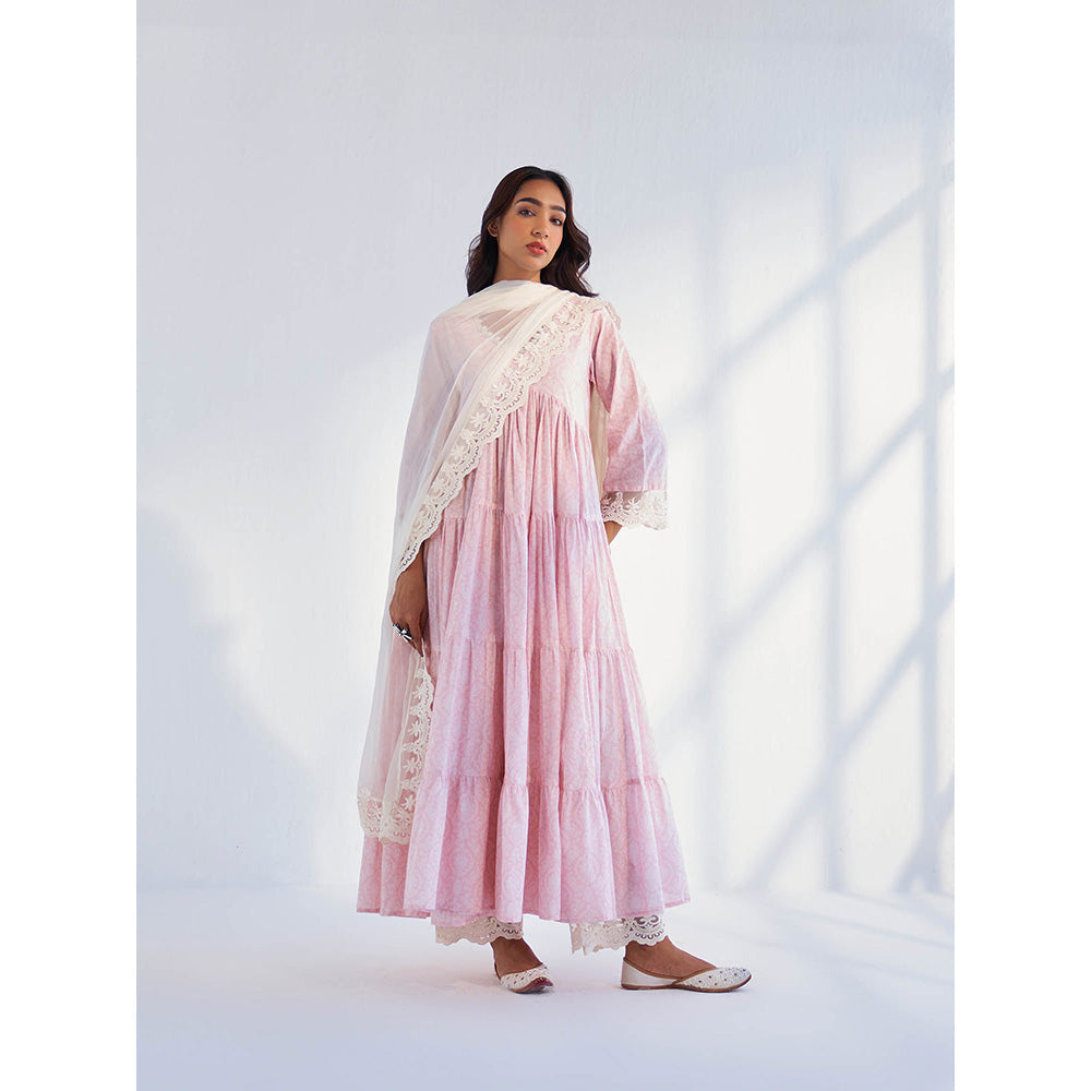 Roze Laila Pink Anarkali Kurta with Pant & Dupatta (Set of 3)
