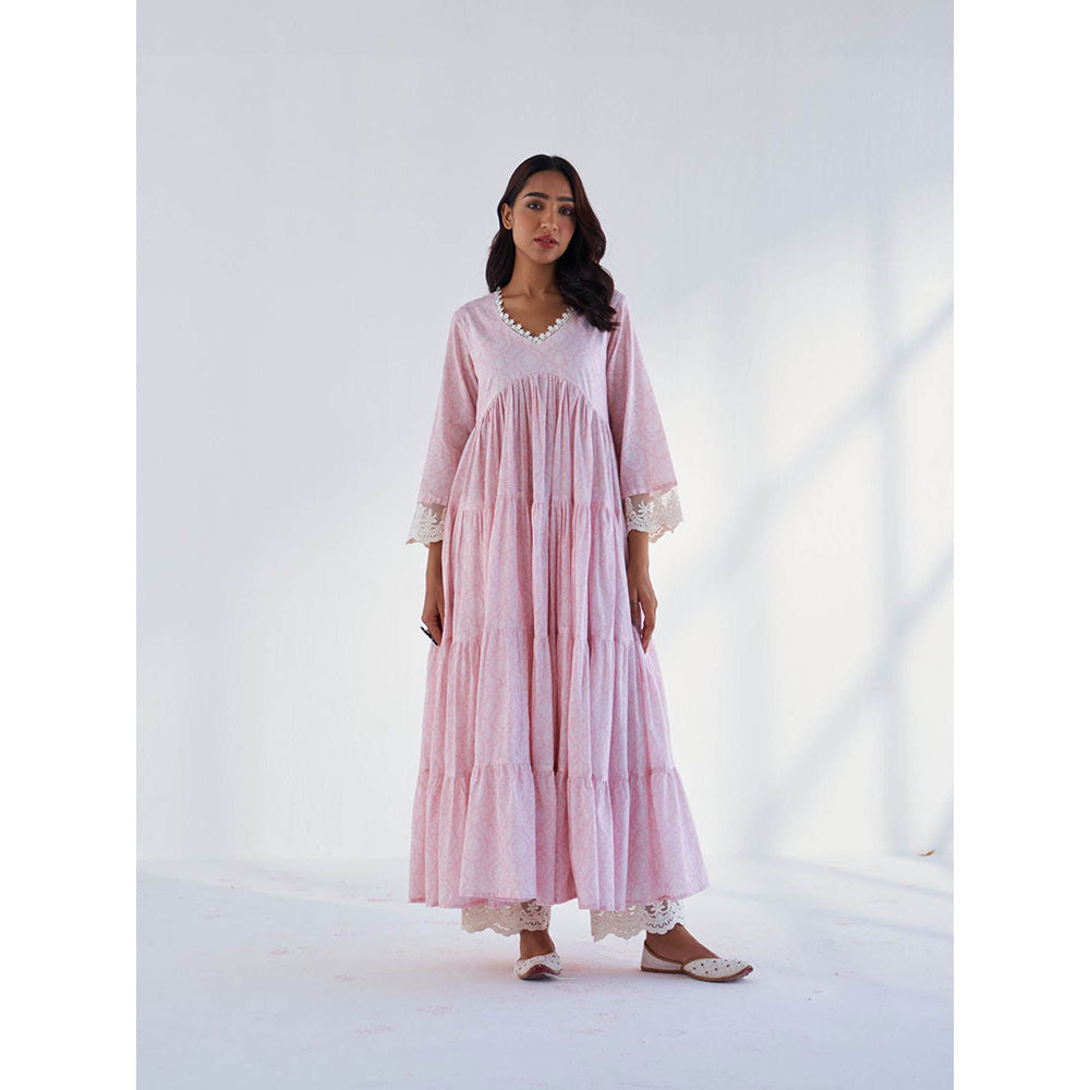 Roze Laila Pink Anarkali Kurta with Pant & Dupatta (Set of 3)