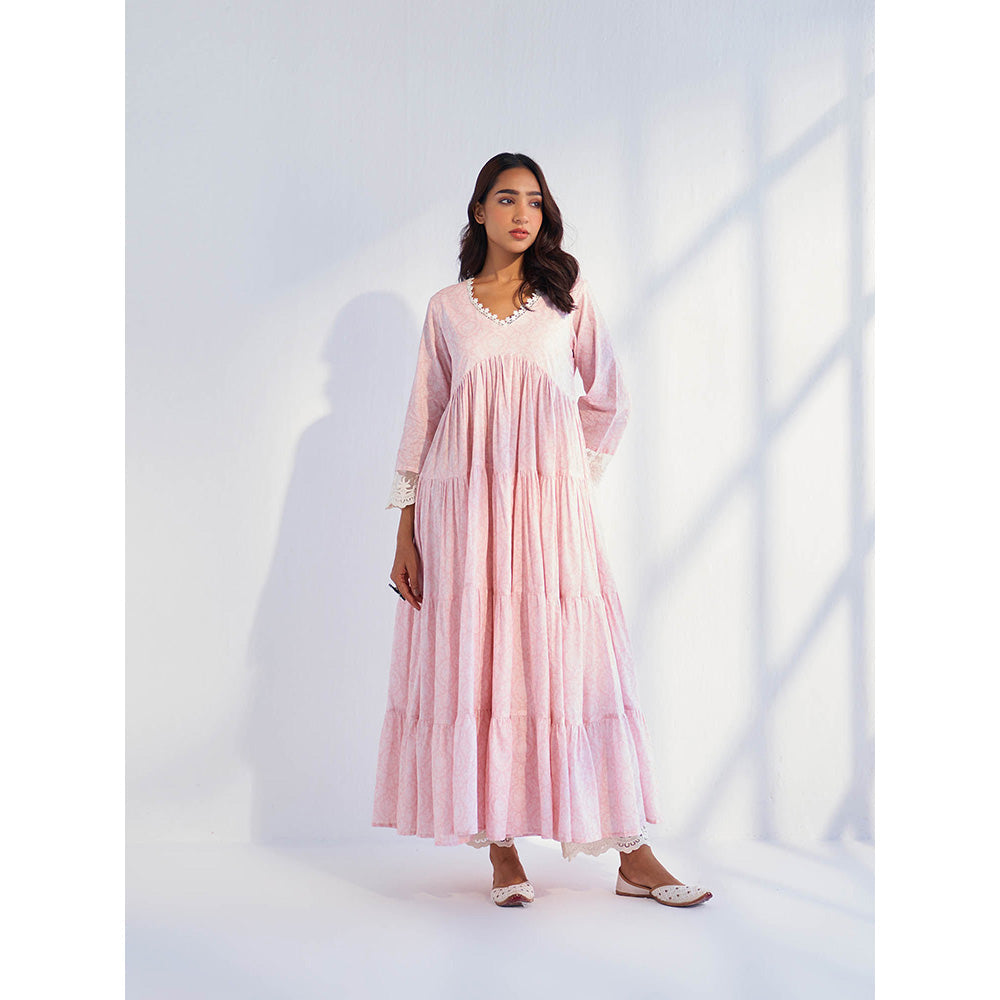 Roze Laila Pink Anarkali Kurta with Pant & Dupatta (Set of 3)