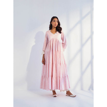 Roze Laila Pink Anarkali Kurta with Pant & Dupatta (Set of 3)