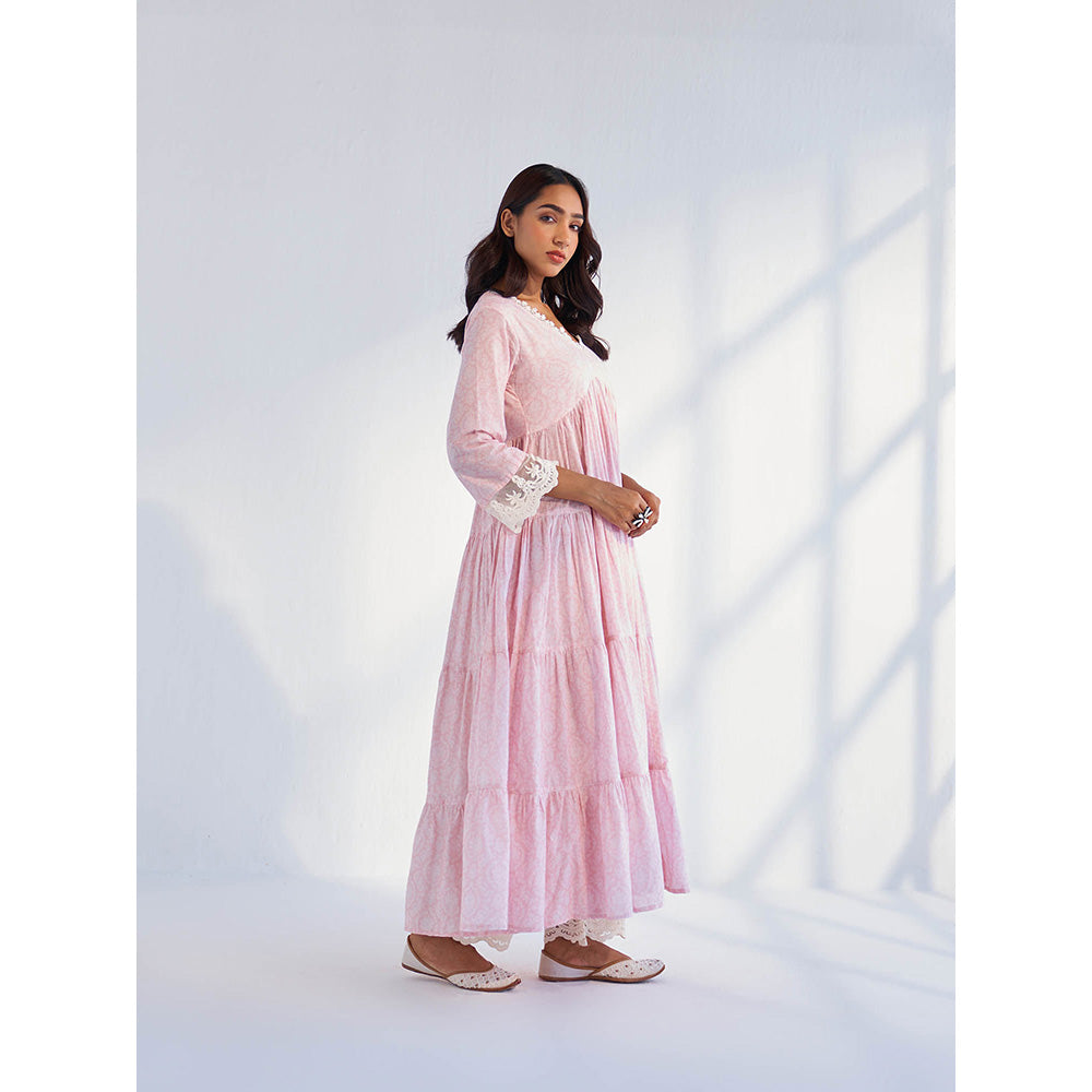 Roze Laila Pink Anarkali Kurta with Pant & Dupatta (Set of 3)