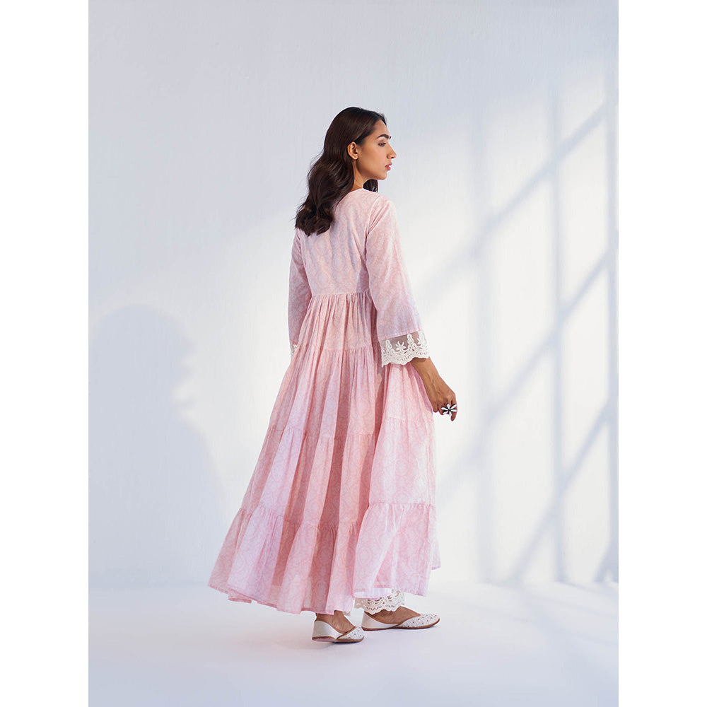 Roze Laila Pink Anarkali Kurta with Pant & Dupatta (Set of 3)