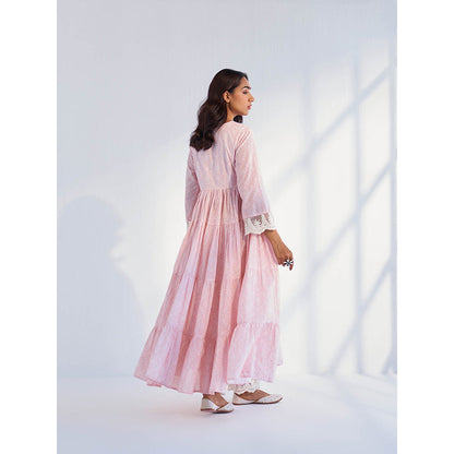 Roze Laila Pink Anarkali Kurta with Pant & Dupatta (Set of 3)