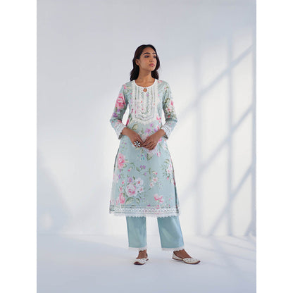 Roze Nyla Blue Kurta with Pant & Dupatta (Set of 3)