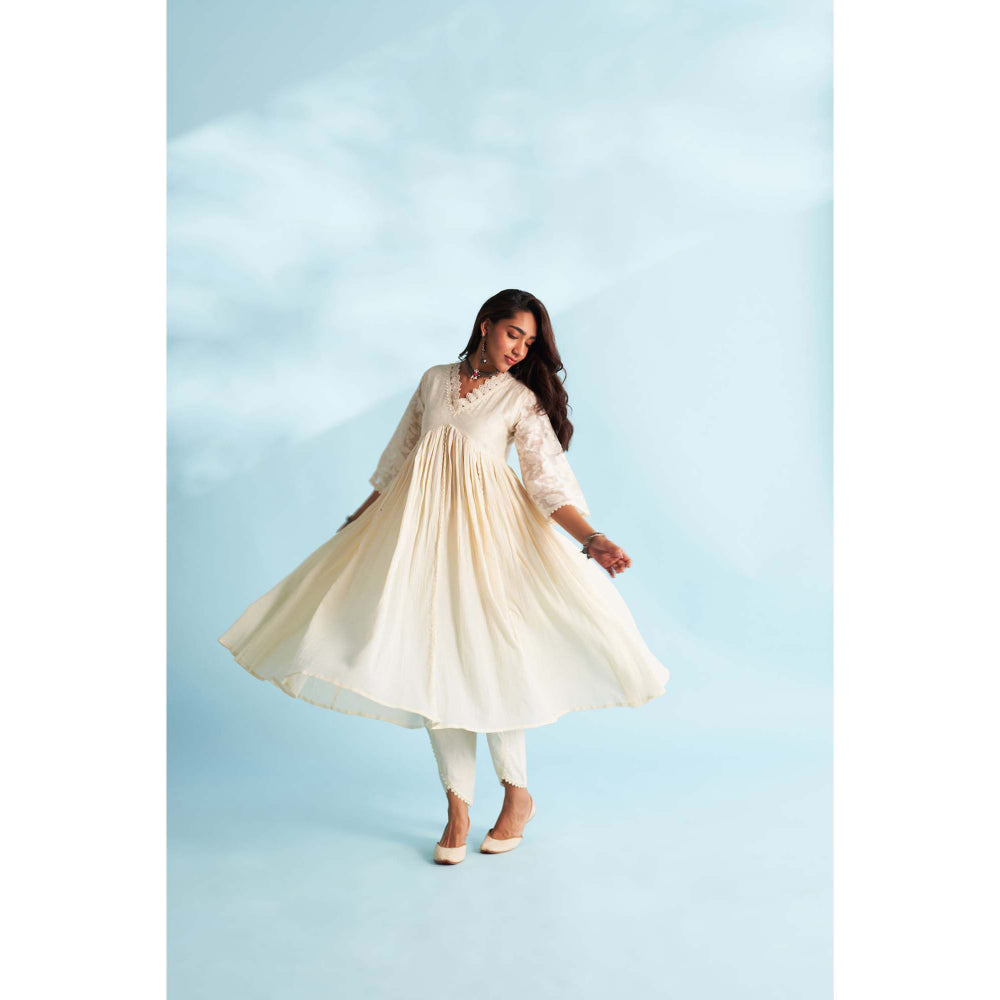 Roze Arisha Ivory Anarkali Kurta