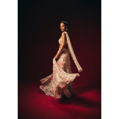 Roze Verona Embroidered Corset Top with Skirt