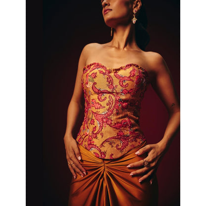 Roze Zeba Embroidered Corset Top with Skirt
