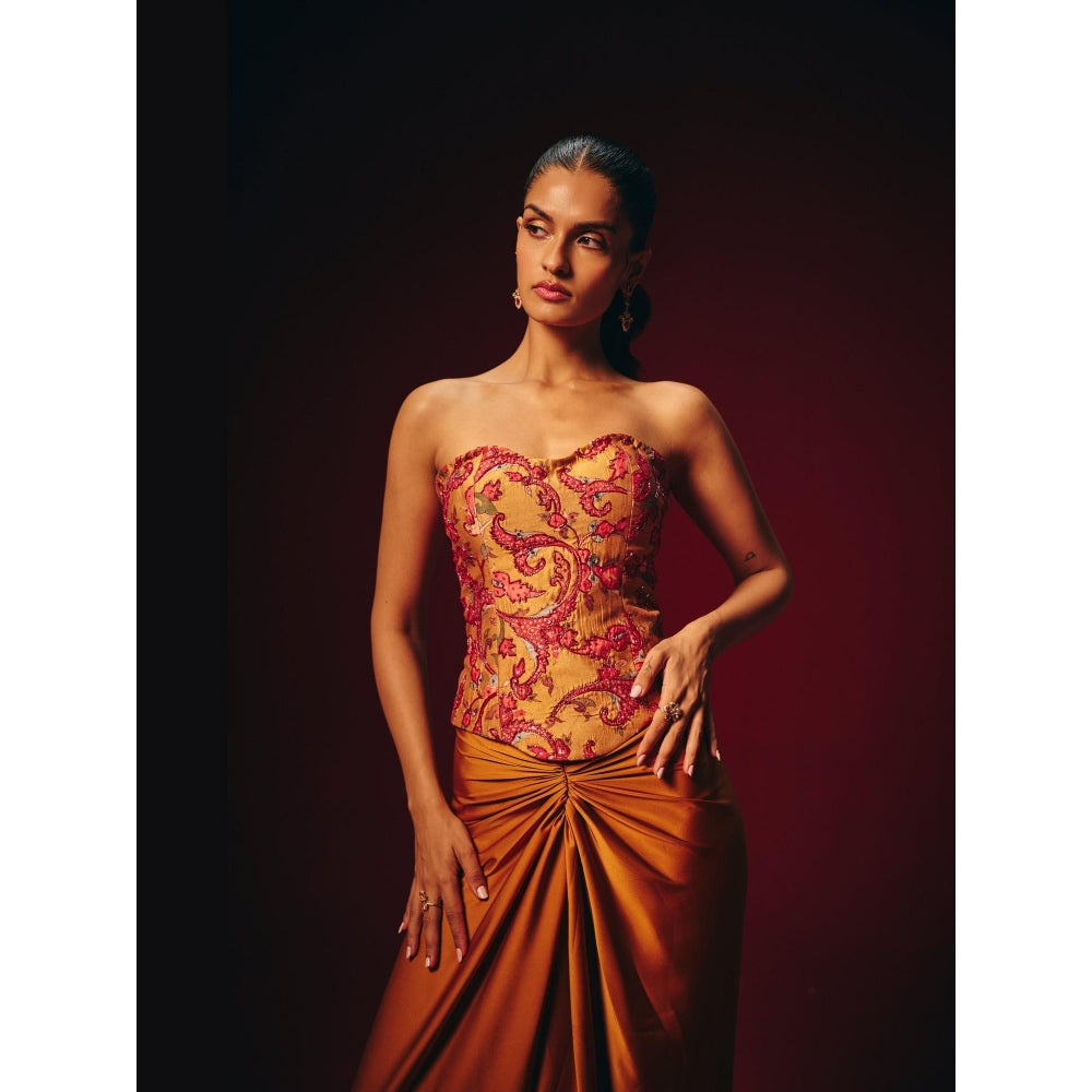 Roze Zeba Embroidered Corset Top with Skirt