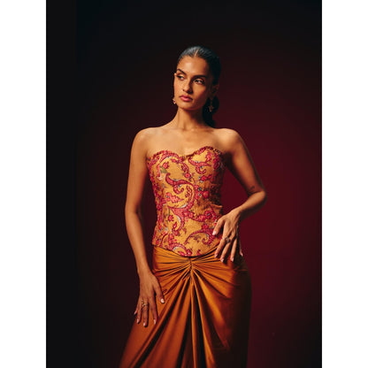 Roze Zeba Embroidered Corset Top with Skirt