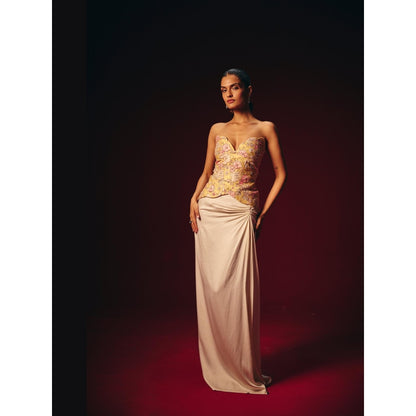 Roze Amalia White Solid Maxi Skirt