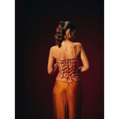 Roze Zeba Mustard Solid Maxi Skirt