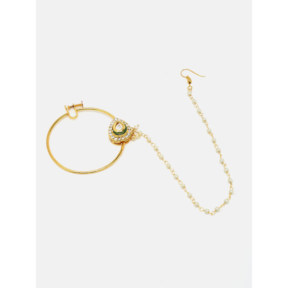 RUBY RAANG STUDIO Ruby Raang Diamond Embellished Kundan Nose Ring