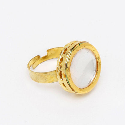 RUBY RAANG STUDIO Ruby Raang Gold Tone Round Kundan Ring