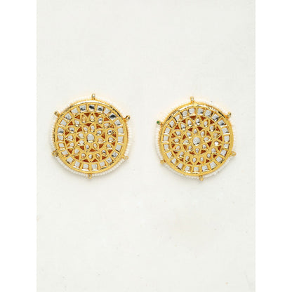 RUBY RAANG STUDIO Ruby Raang Gold Tone Oversized Kundan Earrings