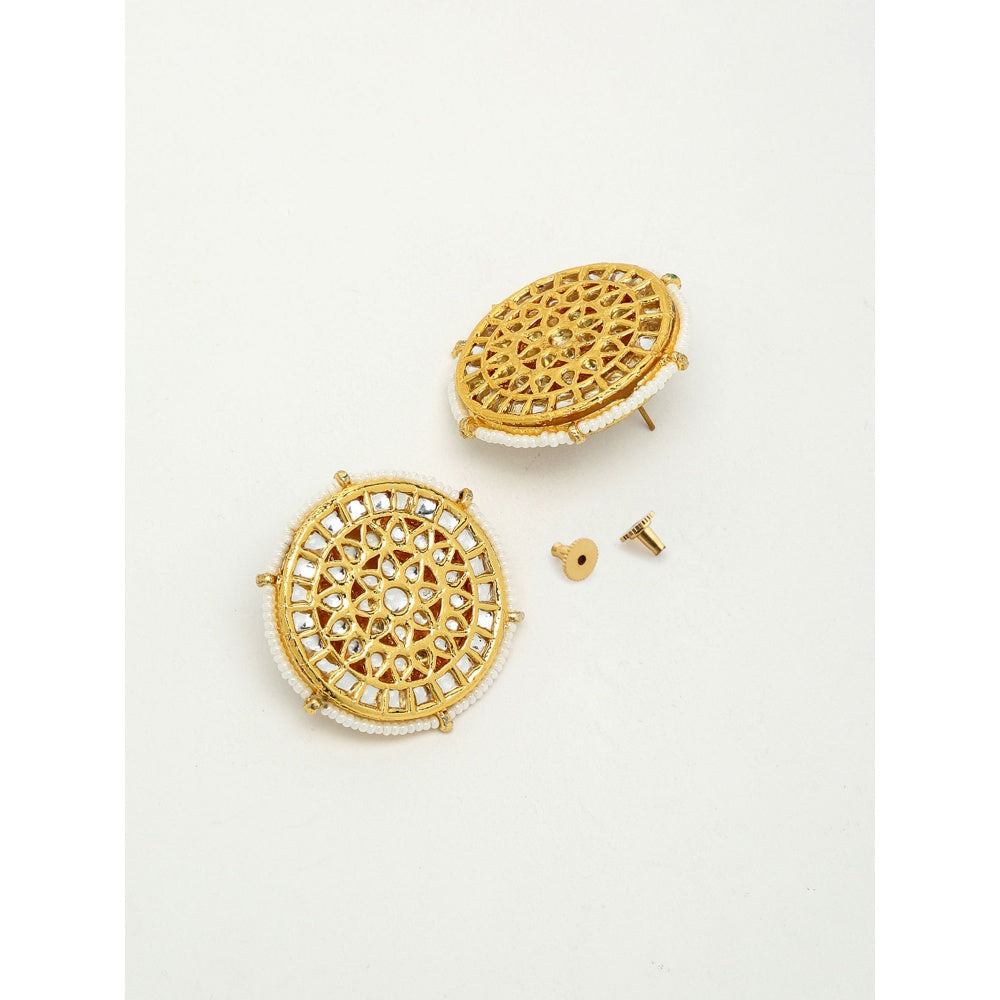 RUBY RAANG STUDIO Ruby Raang Gold Tone Oversized Kundan Earrings