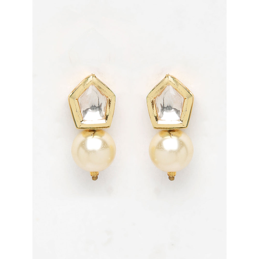 RUBY RAANG STUDIO Ruby Raang Cream Stone Kundan Studs