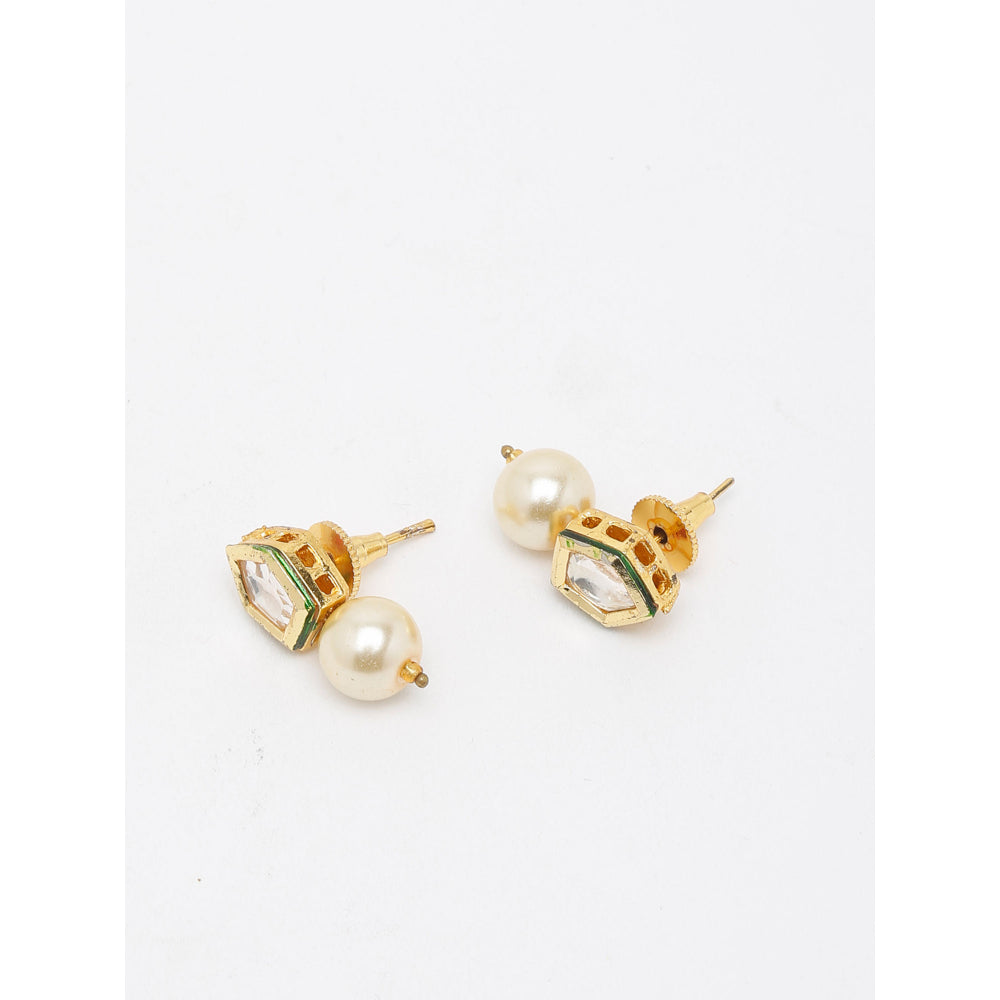 RUBY RAANG STUDIO Ruby Raang Cream Stone Kundan Studs