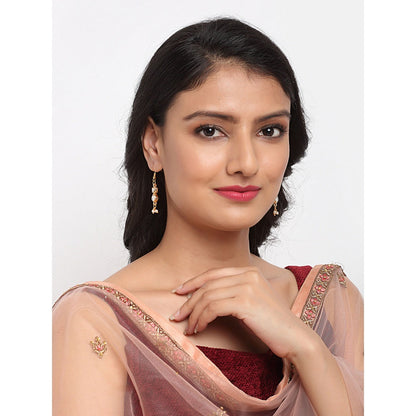 RUBY RAANG STUDIO Ruby Raang Gold Tone Jhallar Kundan Earrings
