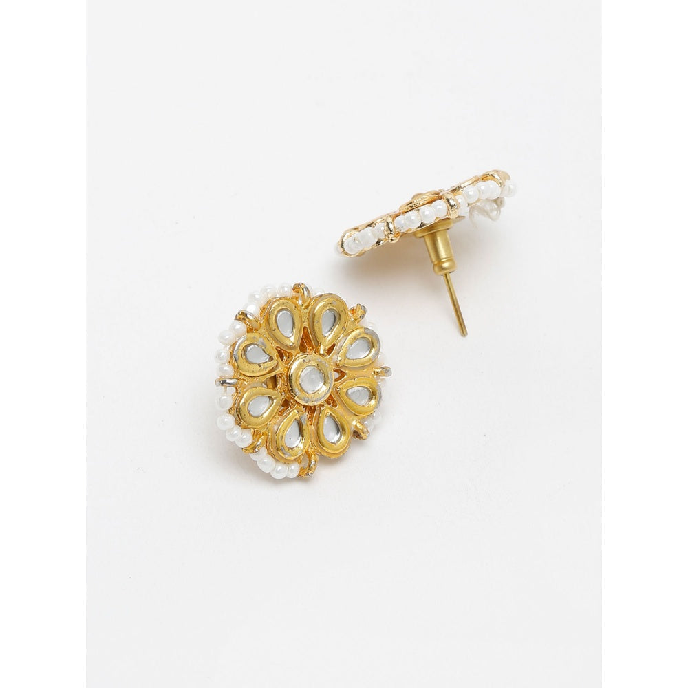 RUBY RAANG STUDIO Ruby Raang Gold Tone Round Kundan Studs