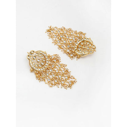 RUBY RAANG STUDIO Ruby Raang Gold Tone Jhallar Kundan Earrings