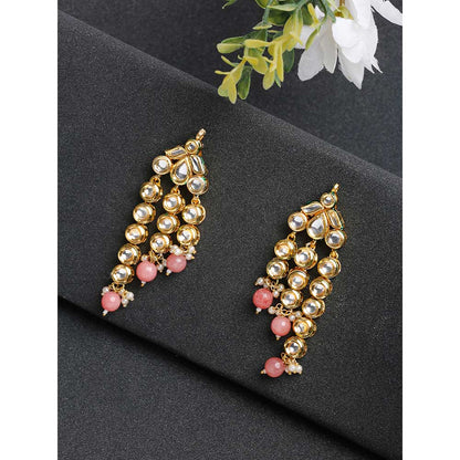 RUBY RAANG STUDIO Ruby Raang Pink Stone Kundan Earrings