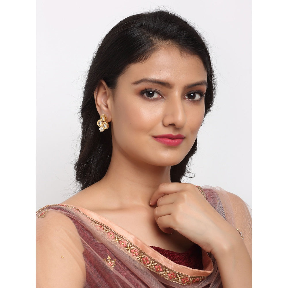 RUBY RAANG STUDIO Ruby Raang Gold Tone Teardrop Kundan Studs