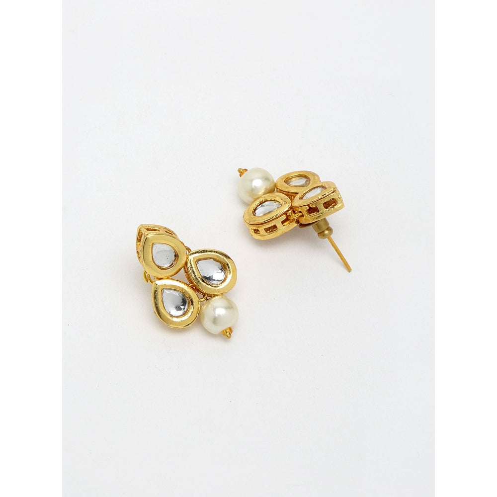RUBY RAANG STUDIO Ruby Raang Gold Tone Teardrop Kundan Studs