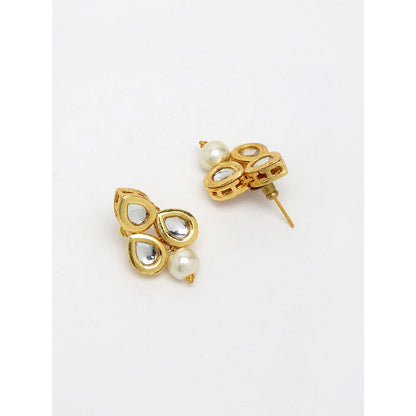 RUBY RAANG STUDIO Ruby Raang Gold Tone Teardrop Kundan Studs