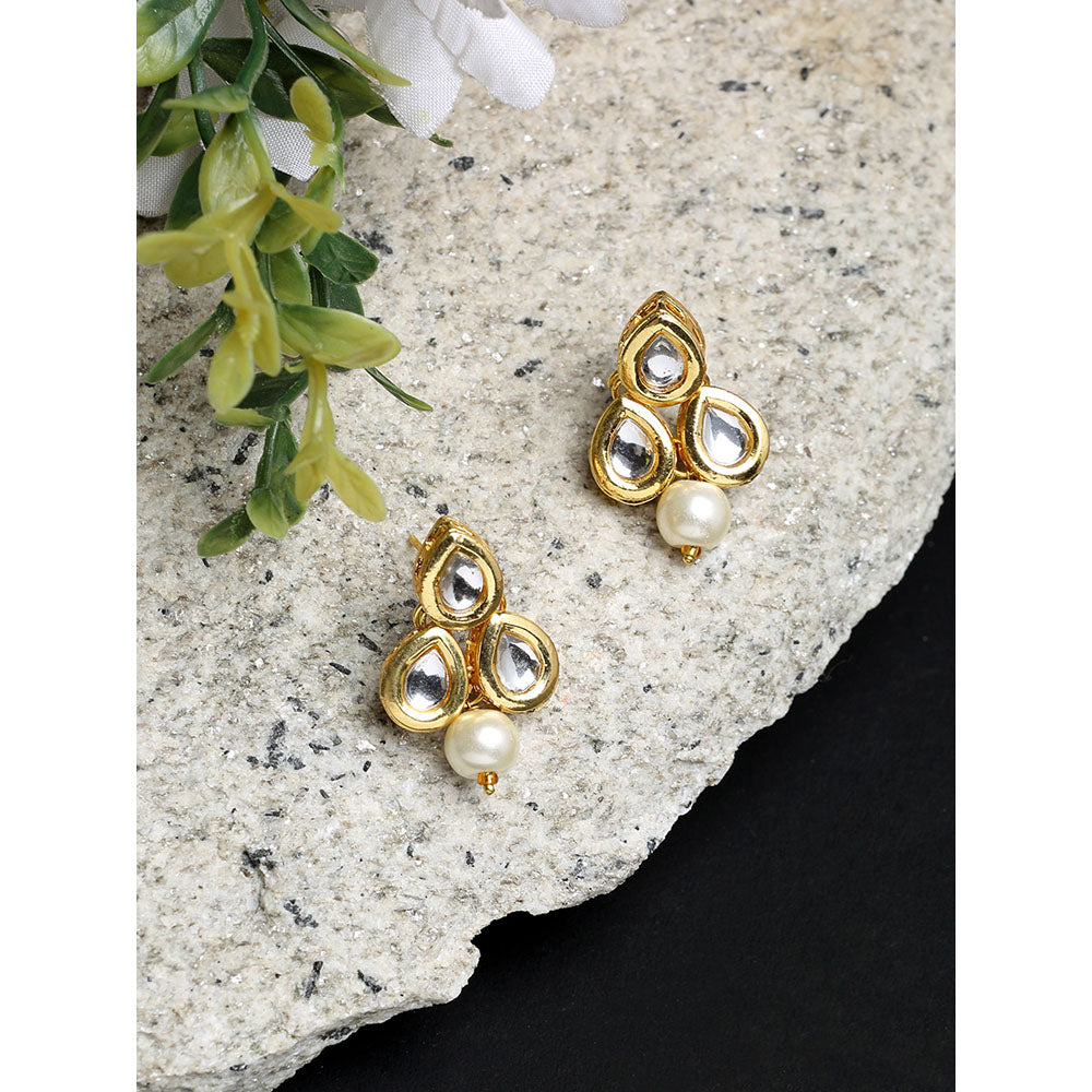 RUBY RAANG STUDIO Ruby Raang Gold Tone Teardrop Kundan Studs