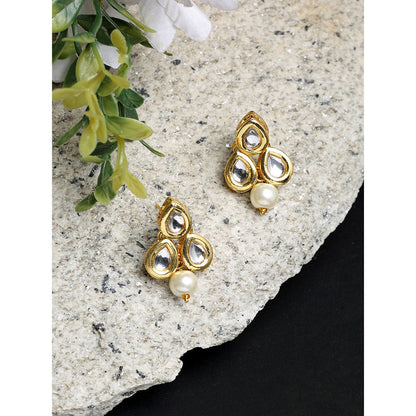 RUBY RAANG STUDIO Ruby Raang Gold Tone Teardrop Kundan Studs
