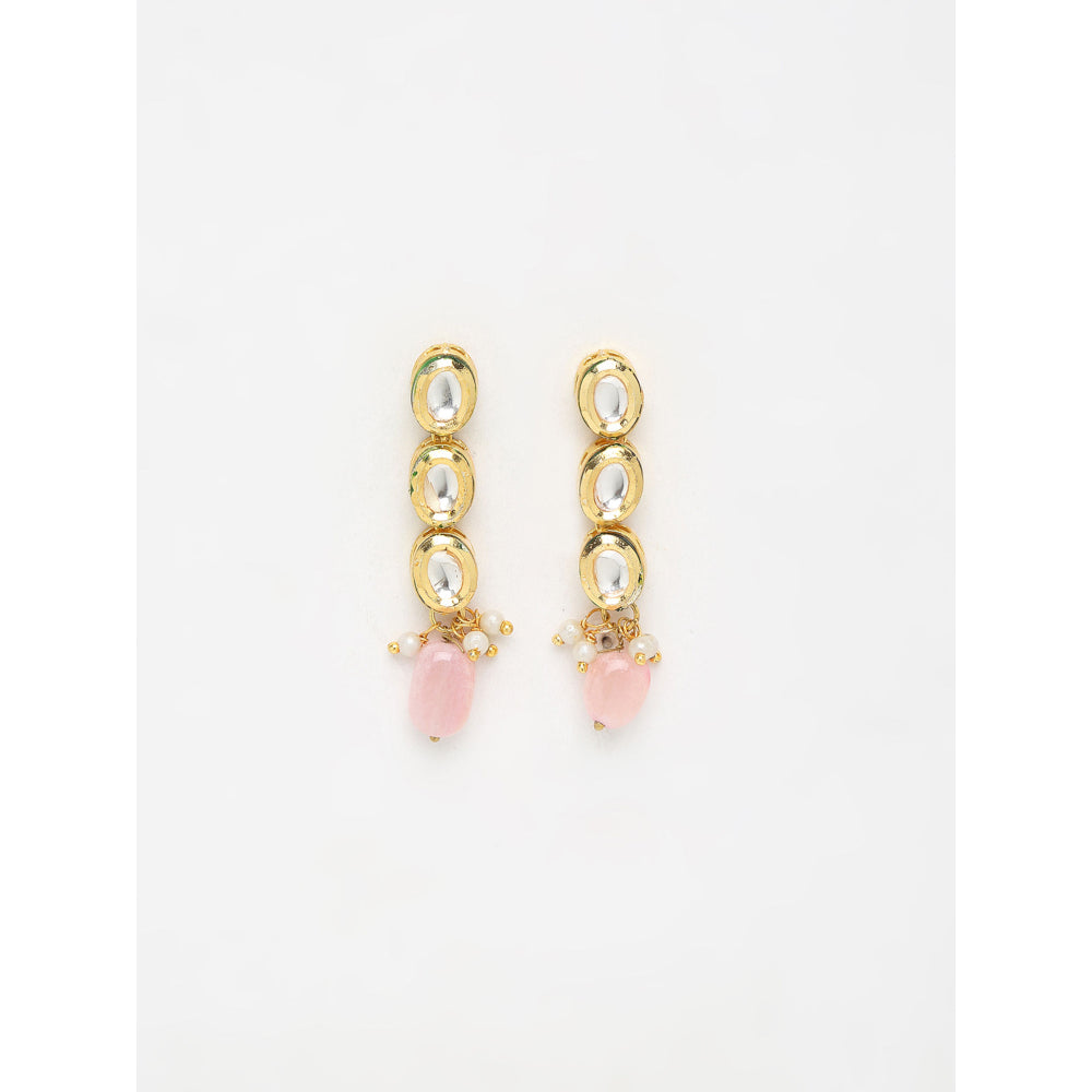 RUBY RAANG STUDIO Ruby Raang Pink Tone Kundan Earrings