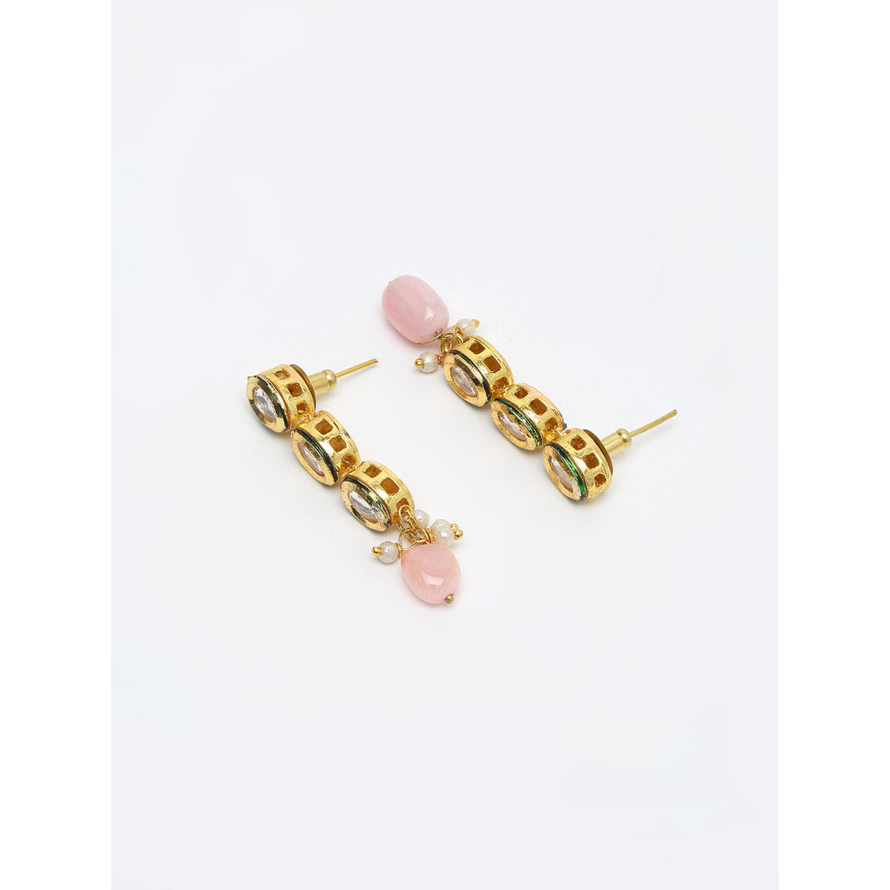 RUBY RAANG STUDIO Ruby Raang Pink Tone Kundan Earrings