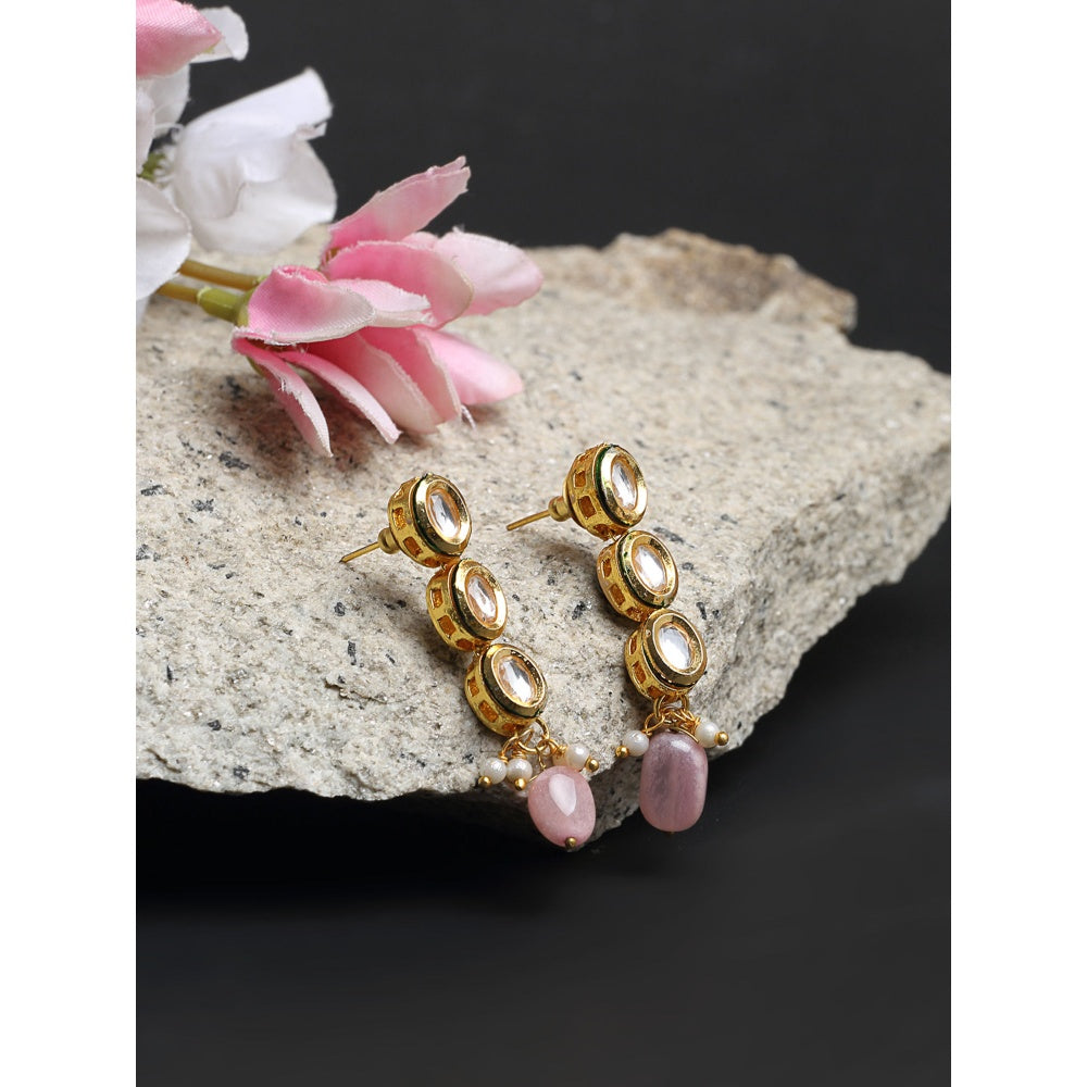 RUBY RAANG STUDIO Ruby Raang Pink Tone Kundan Earrings