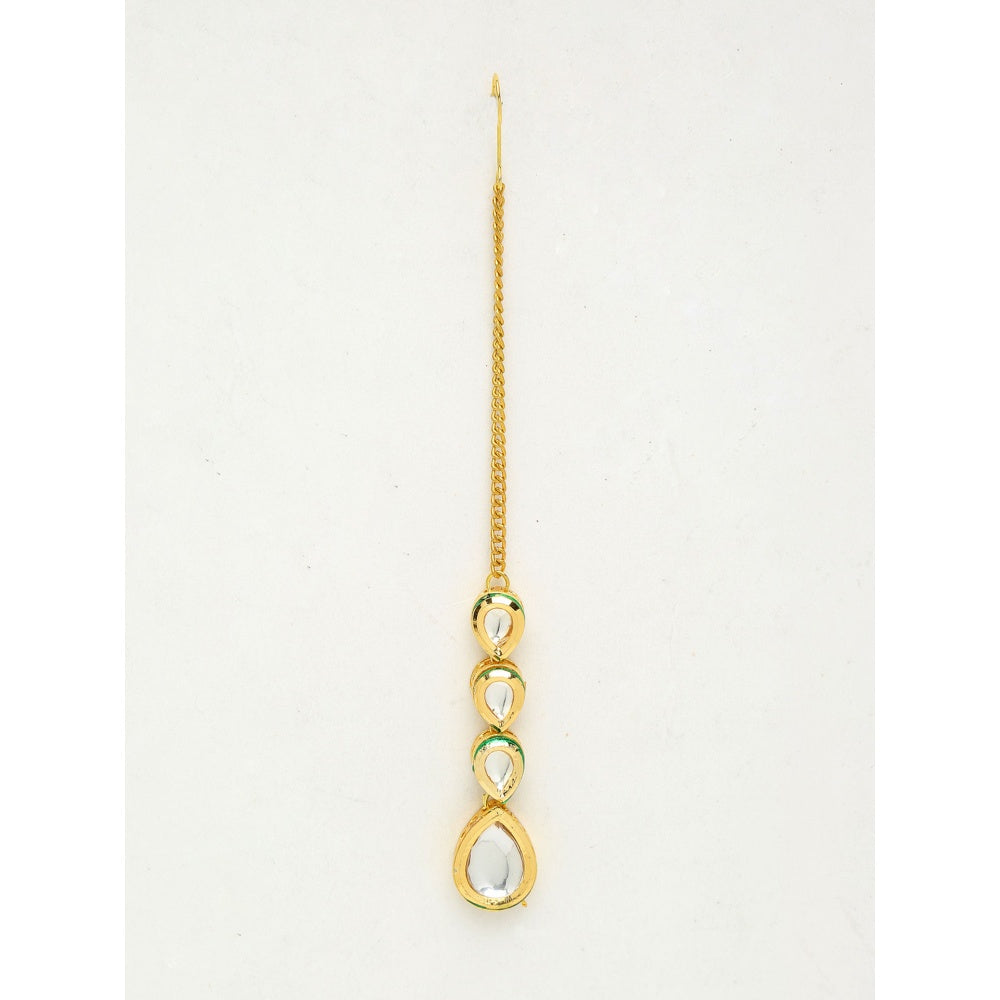 RUBY RAANG STUDIO Ruby Raang Teardrop Kundan Maang Tikka