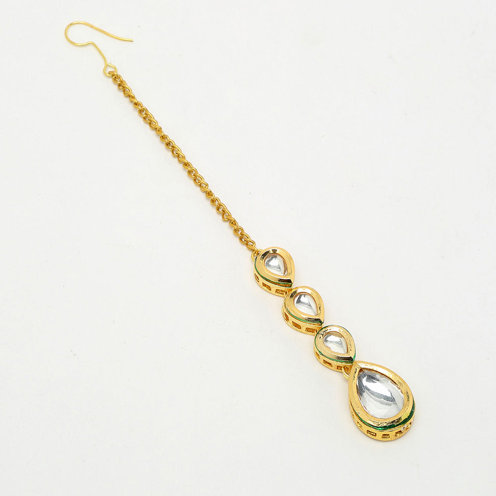 RUBY RAANG STUDIO Ruby Raang Teardrop Kundan Maang Tikka