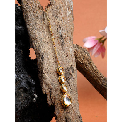 RUBY RAANG STUDIO Ruby Raang Teardrop Kundan Maang Tikka
