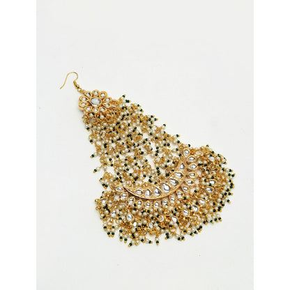 RUBY RAANG STUDIO Ruby Raang Green Tone Kundan Jhoomar