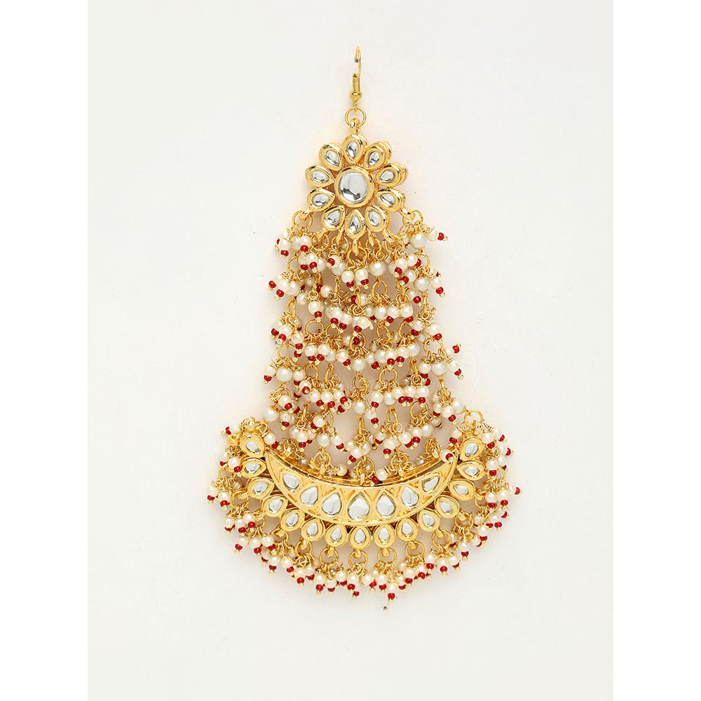 RUBY RAANG STUDIO Ruby Raang Maroon Tone Kundan Jhoomar