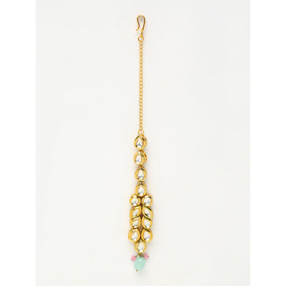RUBY RAANG STUDIO Ruby Raang Multi Kundan Neckpiece with Earrings and Maang Tikka