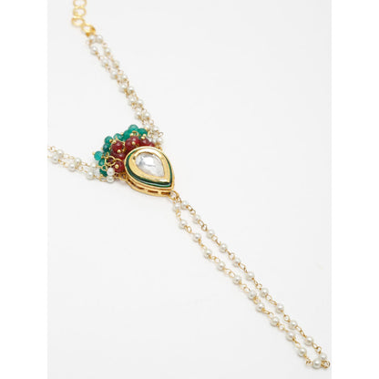 RUBY RAANG STUDIO Women Gold-Toned Multi Kundan Ring Bracelet
