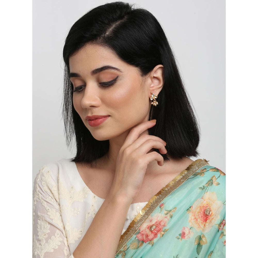 RUBY RAANG STUDIO Women Gold-Toned Kundan Studded Classic Studs Earrings