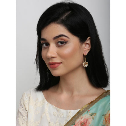 RUBY RAANG STUDIO Women Gold-Toned Contemporary Kundan Beads Drop Earrings