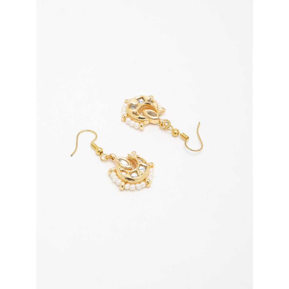 RUBY RAANG STUDIO Women Gold-Toned Contemporary Kundan Beads Drop Earrings