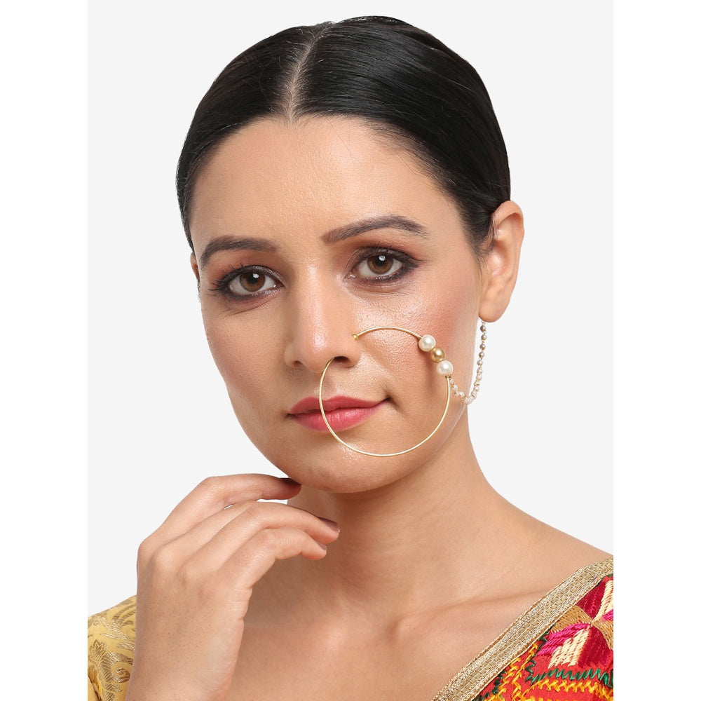 RUBY RAANG STUDIO Dusk Dew Pearl & Gold Nose Ring