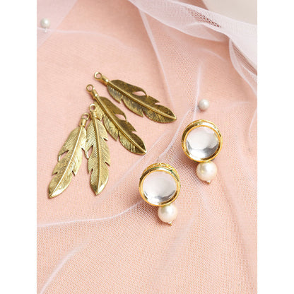 RUBY RAANG STUDIO Dusk Dew Kundan Studs with Pearl Drop