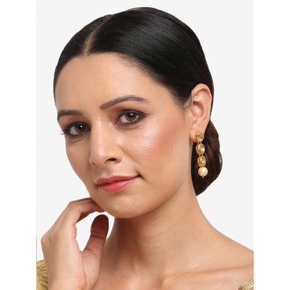 RUBY RAANG STUDIO Dusk Dew Kundan Earrings with Pearl Drop